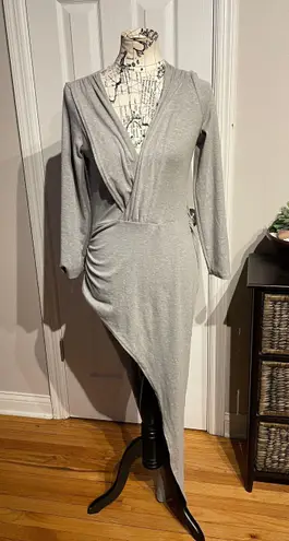 The Comfy NWOT Crisscross Wrap V plunge long sleeve Fit bodice Pencil Asymmetric Pullover Sweater Dress Oversized Top Blouse