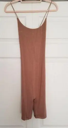 Naked Wardrobe Womens Criss-Cross Scoop Em Up Romper Nude Spaghetti Straps Sz M