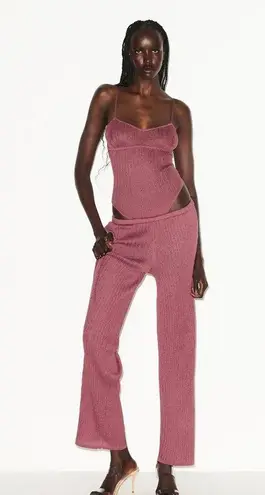 SKIMS Sheer Knit Cami Bodysuit in Beet, Size XXS