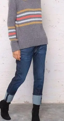 Wooden Ships  Womens Size X/S Sweater Crewneck Pullover Gray Cameron Stripe Knit