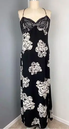 Kay Unger Women's Floral Beaded Maxi Dress Black Size 12