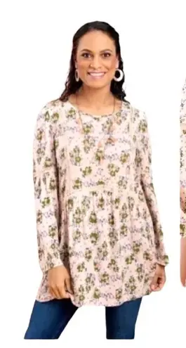 Matilda Jane Pink Floral Ruffle Like A Lady Bell Sleeve Top Tunic Size S