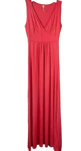 Loveappella v-neck jersey stretch orange maxi sleeveless dress Size XS pullover