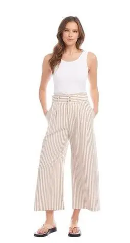 Fifteen Twenty NWT Sadie Trousers Striped Tan & White Wide Leg Size Large