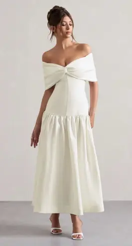 Club L London Marguerite White Twisted Bardot Drop