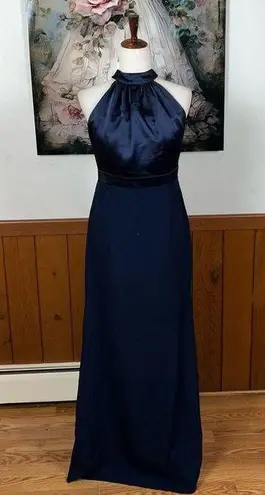 After Six Elegant New Navy Blue Halter Evening Gown!