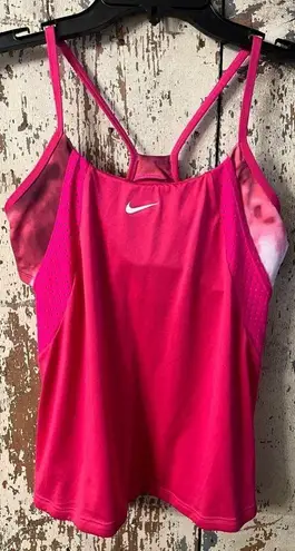 Nike  Women's Tie Dye Drape Layered Tankini Swimsuit Top Pink Small Bright NWT