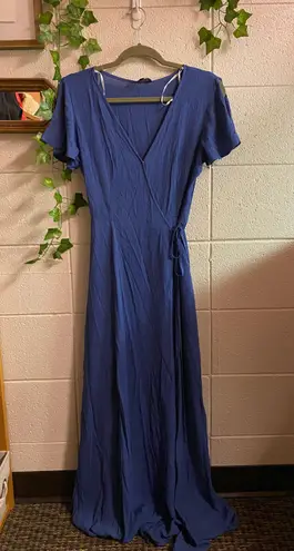 Lulus nwt  heart of marigold denim blue wrap maxi dress