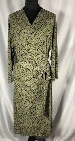 Renee C Women’s Knit Wrap Maxi Olive Green Black long Sleeve Dress Sz 2XL NWOT