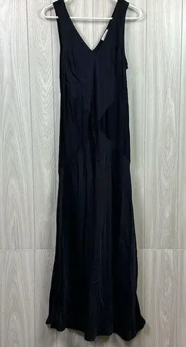 Lacausa Women Slip Dress Large Navy Blue Satin Sleeveless Satin Evening Cocktail