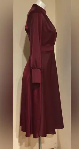 Chicwish Deep Satin Burgundy Long Sleeve 3 Gold Long Button Dress Sleeves Sz XS