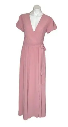 TFNC LONDON ASOS Katia Maxi Wrap Dress in Vintage Rose Puff Sleeves Size 12 NEW