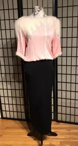 Vintage Crochet Macrame Angora chunky knit Breathable Pastel sweater shirt coquette coastal cottage Western Pink Size M