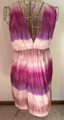 Adam Adam Lippes pink purple ombré dip dye v neck dress with pockets size 4
