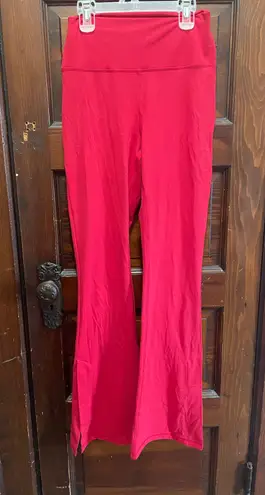 90 Degrees by Reflex Red Flare Pants With Slits