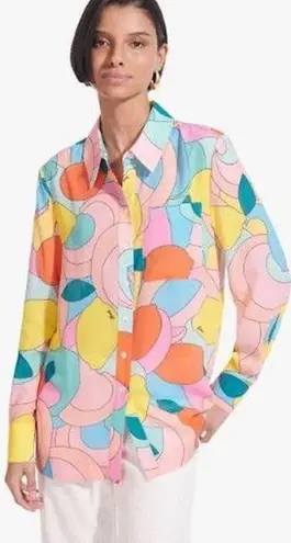 STAUD Printed Miriam Button Down Shirt Citrus Kaleidoscope Women's Size Large
