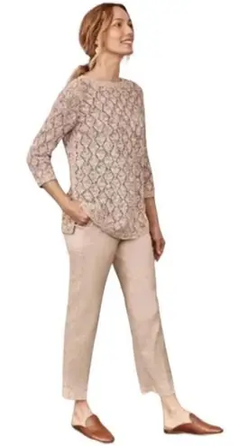 J. Jill Love Linen Brown Tan Marled Elastic Waist Linen Pants Size undefined