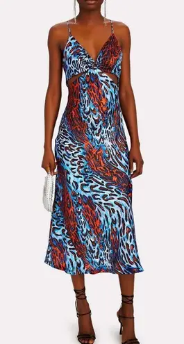 Jonathan Simkhai Standard Eliza leopard print cutout satin midi slip dress large