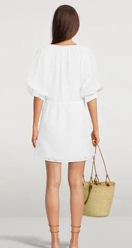 Frame Denim Eyelet Puff Sleeve White Mini Dress