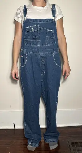 Revolt Denim Overalls with Floral Details Size 18 Blue thumbnail 1
