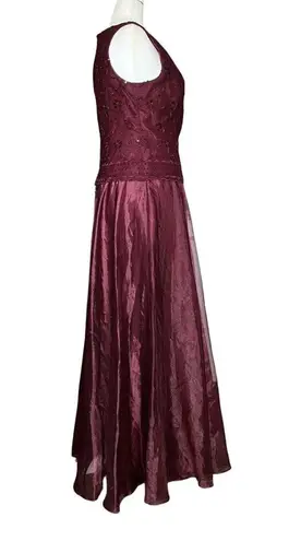 Vintage 90s Maroon Whimsigoth Prom Dress & Scarf XL Sequins A Line Vamp Romantic Purple