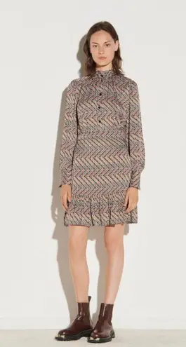 Sandro ππ Logo Printed Satin Mini Dress 36 EU NWT *Altered/Shortened*