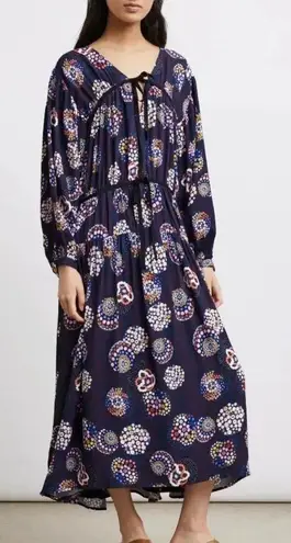 Ciao Lucia Blue Terina Bomba Boho Prairie Maxi Dress Medium