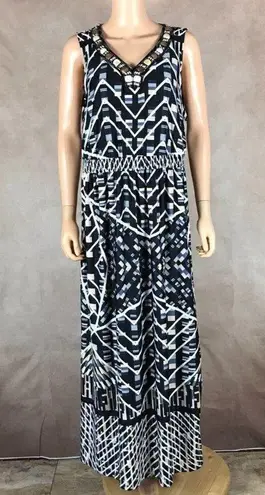 Ny Collection Beaded V-neck Printed Maxi Dress NWT Plus 2X