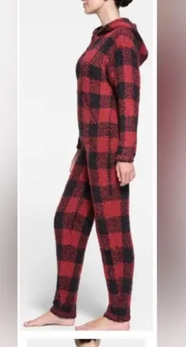 SKIMS Cozy Knit Jumpsuit Brick Buffalo Check