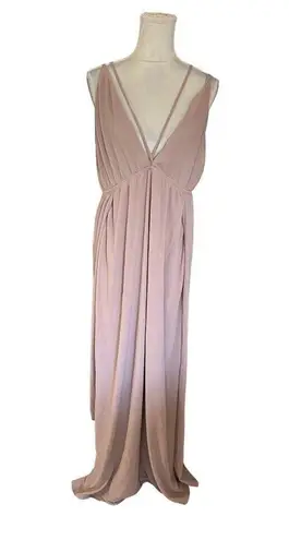 Tobi Sexy Maxi Dress Sleeveless Deep V Neck Open BackThigh High Double Slit XL