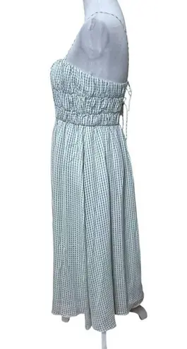 Love, Bonito Smocked Midi Dress Green Gingham Women’s M Back Tie Size M