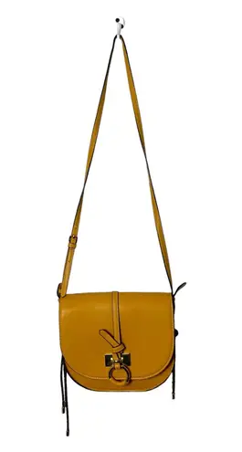 ZARA vegan yellow semicircle sling crossbody sadle bag