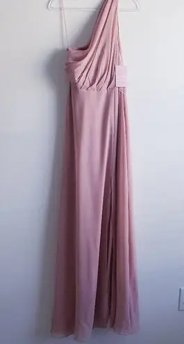 Birdy Grey Mauve Pink Chiffon Bridesmaid One Shoulder Dress New With Tags