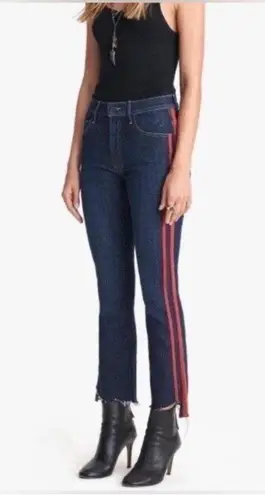 EUC Mother Women's Jeans with Red Stripe. Size 24 “the looker ankle fray” style Blue