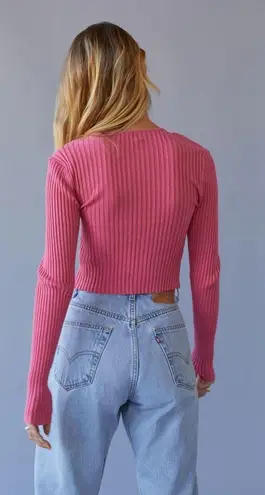 Urban Outfitters Peyton Fitted Cropped Cardigan NWT Size S - Pink