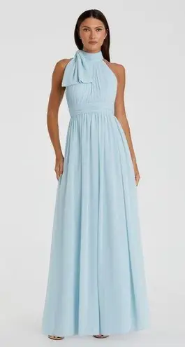 Mac Duggal Blue High Neck Chiffon Gown Dress NWT