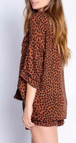 P.J. Salvage Wild Love Heart Print Pajama Top Brown Black Medium