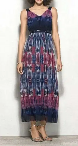 Carmen Marc Valvo Maxi Dress Watercolor Bohemian Sparkle Bead Plus Size 1X NWT