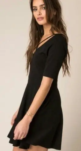 Black Swan fit and flare criss cross knit black cocktail dress women Size Small