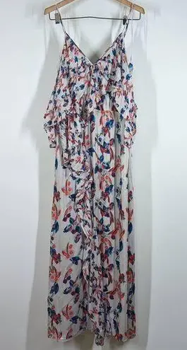 Tanya Taylor  Lorena Floral Print Ruffled Maxi Dress Size Small Silk FLAWS