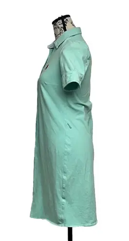 U.S. Polo Assn. Vtg Button Up Polo Tennis Mini Dress Preppy Nautical Green S Retro - Image 3