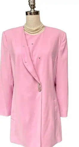 Champagne Italy Pink Jewel Encrusted Pastel Pink Church Suit Blazer, Size 12