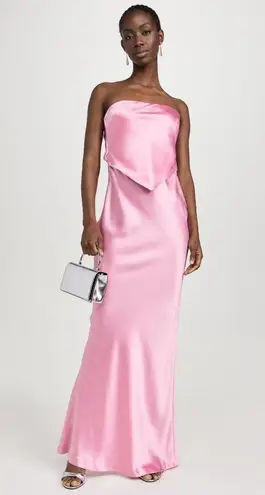 retrofete Skye Dress in Fondant Pink XSmall New Womens Satin Maxi Gown Size XS