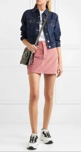 GRLFRND Pink Zamira Cotton-blend Corduroy Mini Skirt