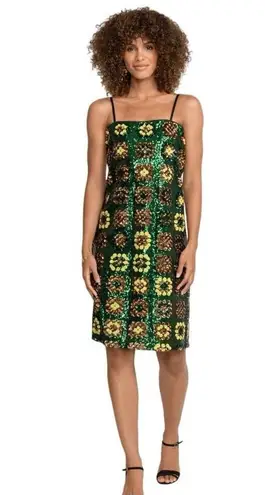 Johnny Was Gemini Sequin Dress Sleeveless Mini Sparkle Floral Cocktail Large NWT