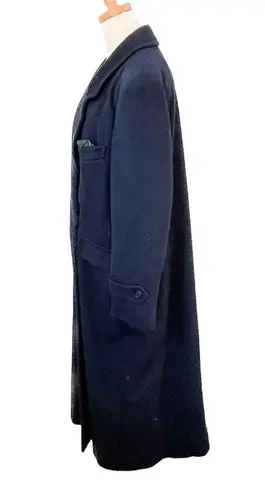 Evan Picone Vintage 100% wool double breasted navy blue overcoat size large L