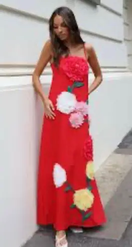 Elliatt Elliat Buttercup Maxi Dress Floral Embellished Red Maxi Dress