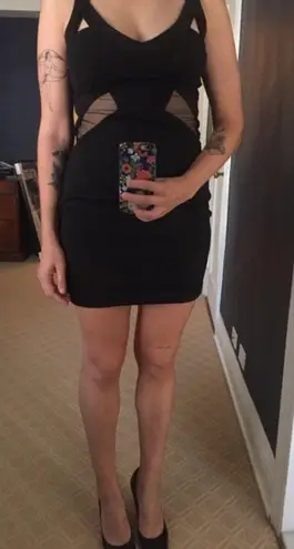 Finders Keepers Mini Dress S Big Wheel Body Cut Outs Mesh Black