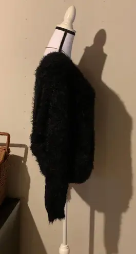 Love Tree Black Fuzzy Twist Back Sweater - Image 4