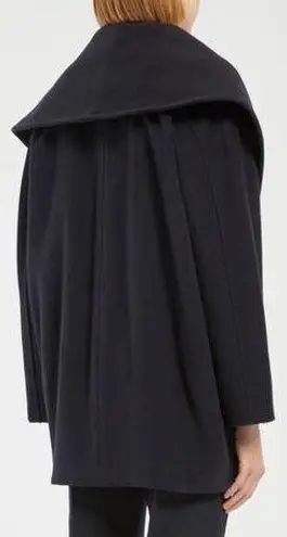 Vintage MARELLA ITALY Wool Angora Shawl Hooded Collar Coat Jacket Size 10 Black